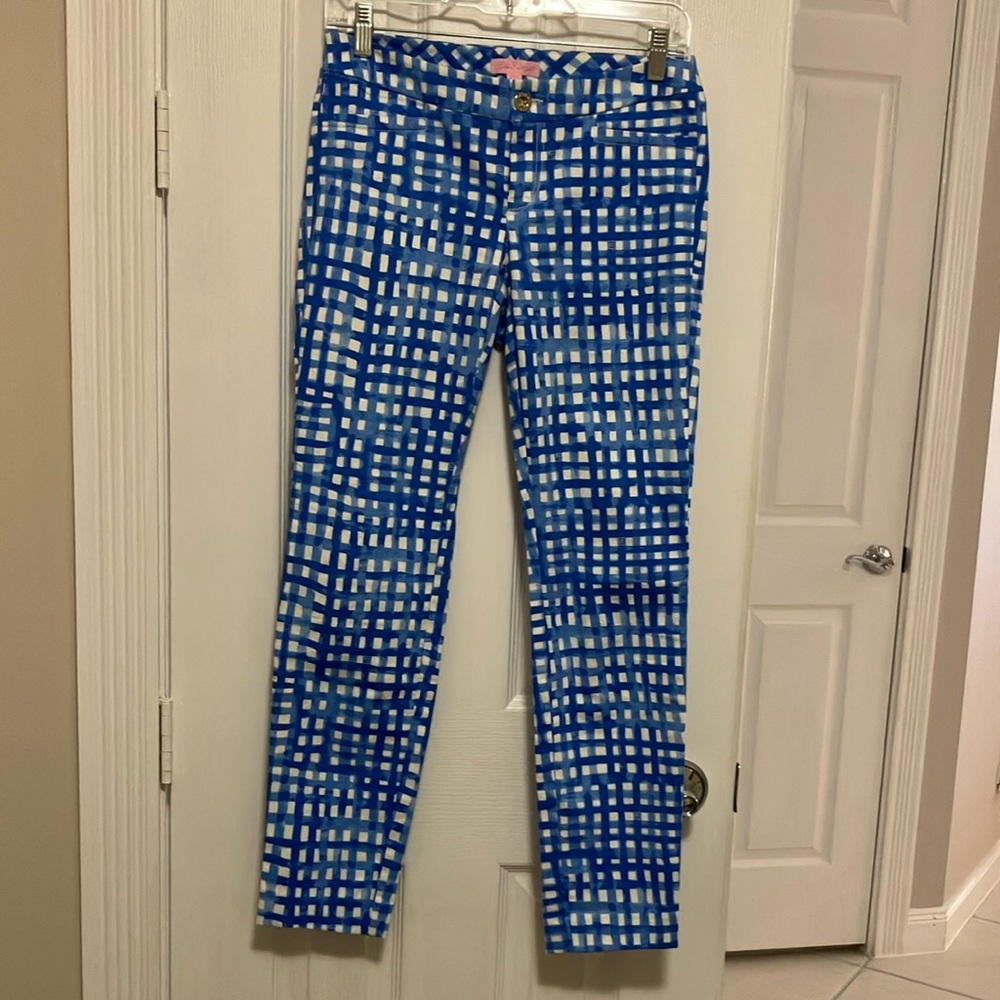 Lilly Pulitzer Blue and White Straight Leg Pants